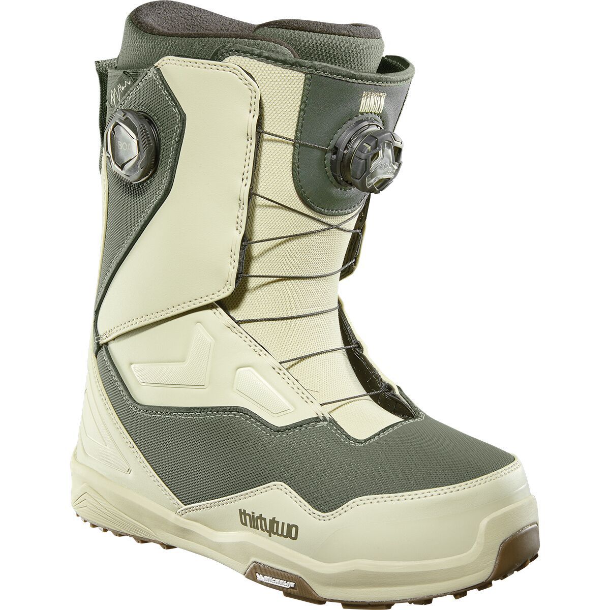 ThirtyTwo Men's TM-2 Double BOA x Phil Hansen Snowboard Boot - 2025 in Warm Grey / Olive - Size: 10.5