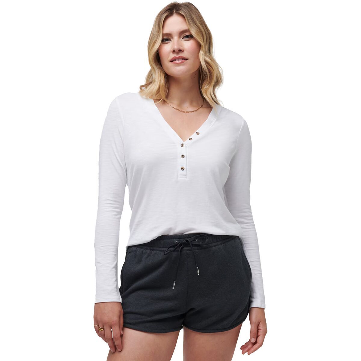 TravisMathew Women's Cloud Henley Long-Sleeve Shirt in White - Size: XS
