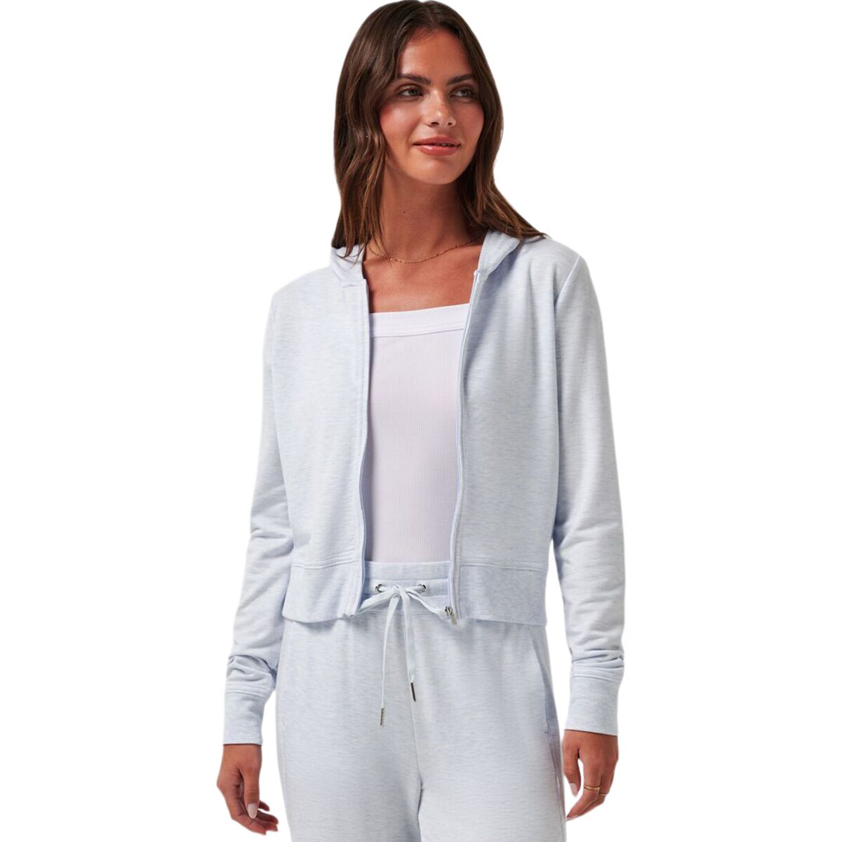 TravisMathew Women's Cloud Terry Zip Hooded Jacket in Heather Ancient Wate - Size: XS