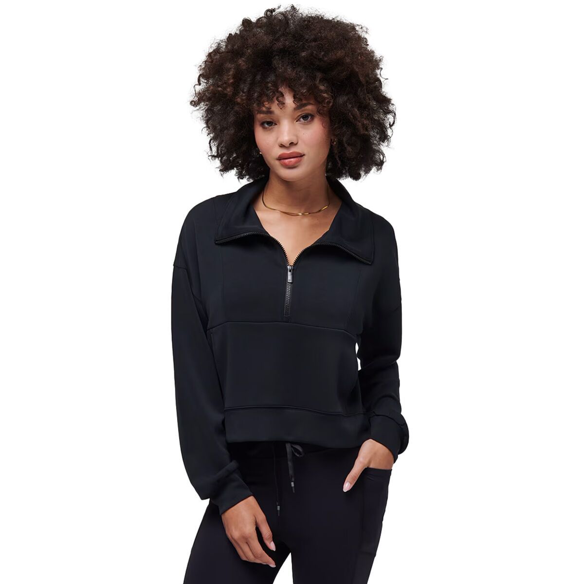 TravisMathew Women's Skyloft Soft 1/2-Zip Pullover in Black - Size: Small