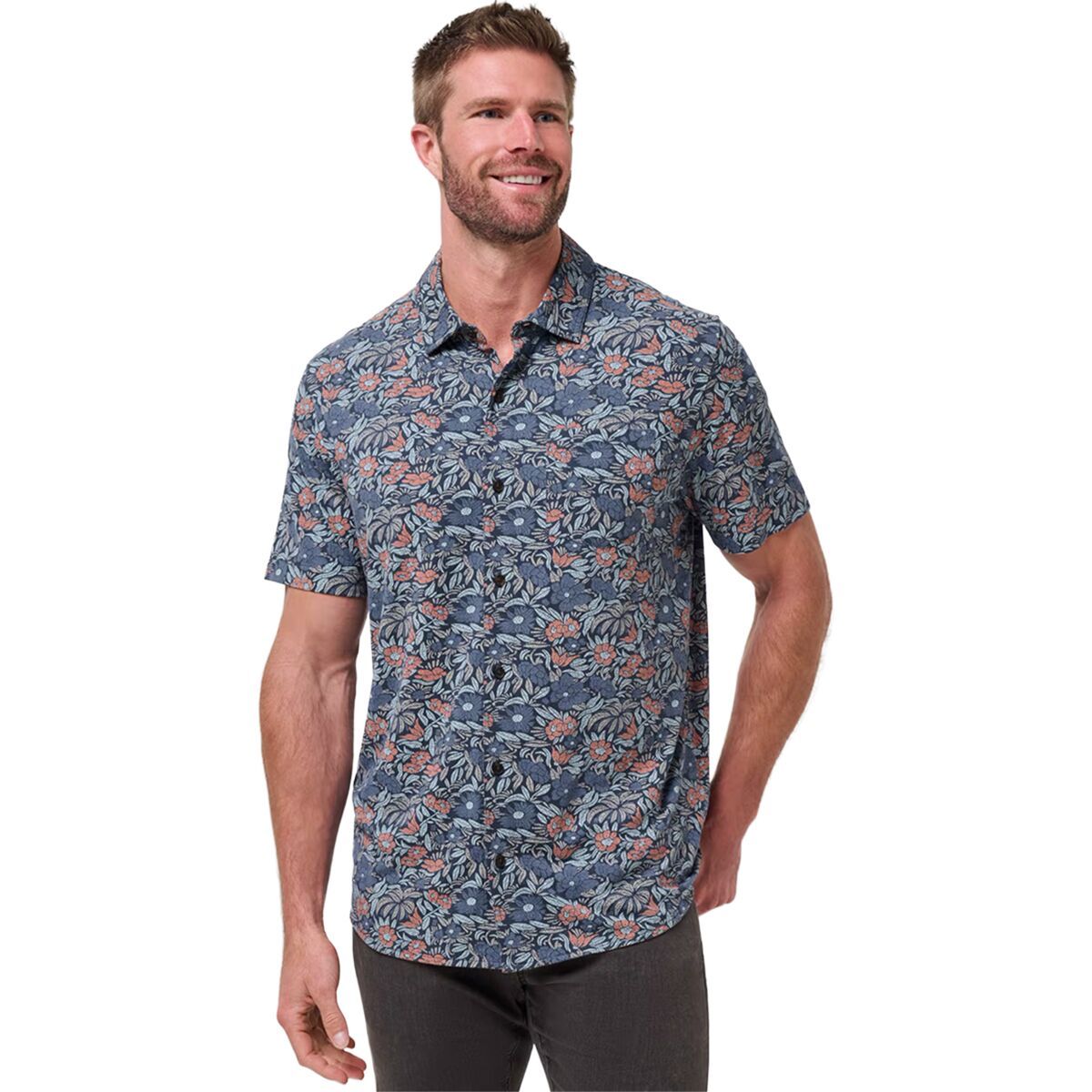 TravisMathew Men's Day Cruise Button Up in Mood Indigo / Vintage Indigo - Size: Small