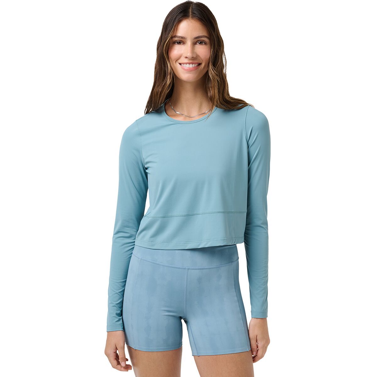 TravisMathew Women's Moveknit Solstice Long-Sleeve Top in Smoke Blue - Size: Medium