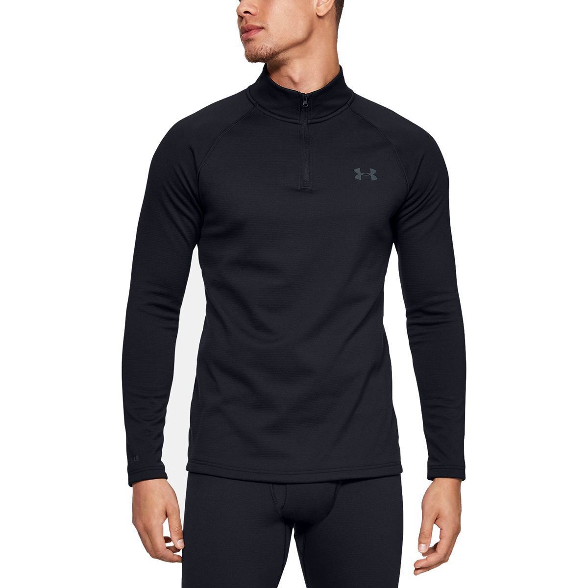Under Armour Men's Packaged Base 4.0 1/4-Zip Top in Black / Pitch Gray - Size: Small