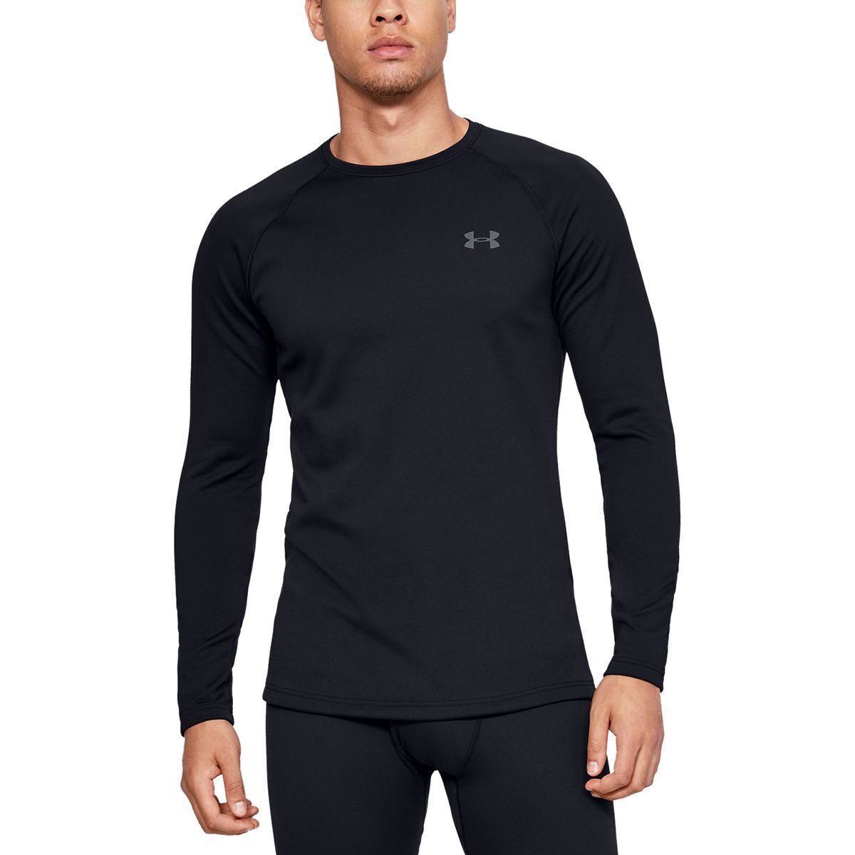 Under Armour Men's Packaged Base 3.0 Crew Top in Black / Pitch Gray - Size: XXL