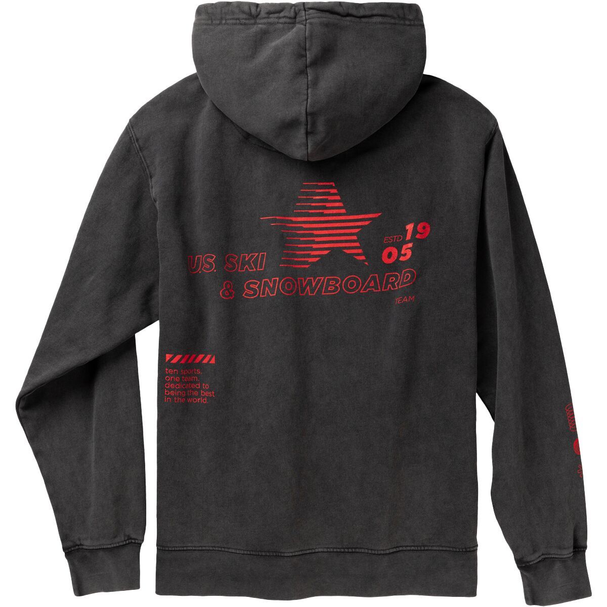 US Ski and Snowboard Men's Star Hoodie in Black Sand Wash - Size: Large