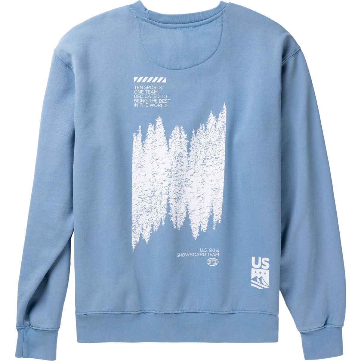 US Ski and Snowboard Men's Trees Graphic Crewneck Sweatshirt in Bay Blue Sand Wash - Size: XL