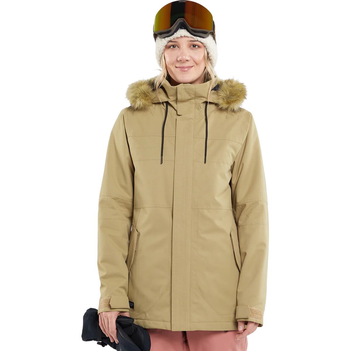 Volcom Women's Fawn Insulated Jacket in Dark Khaki - Size: Medium