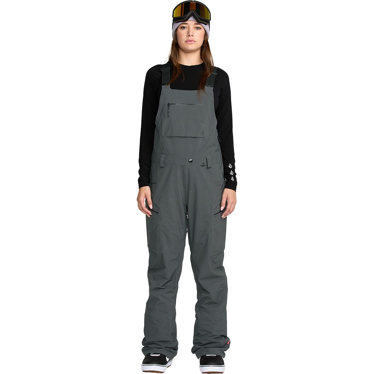 Volcom Volcom Women's Ash Stretch GORE Bib Overall in Dark Grey - Size: Large - $198.00 at Steep and Cheap