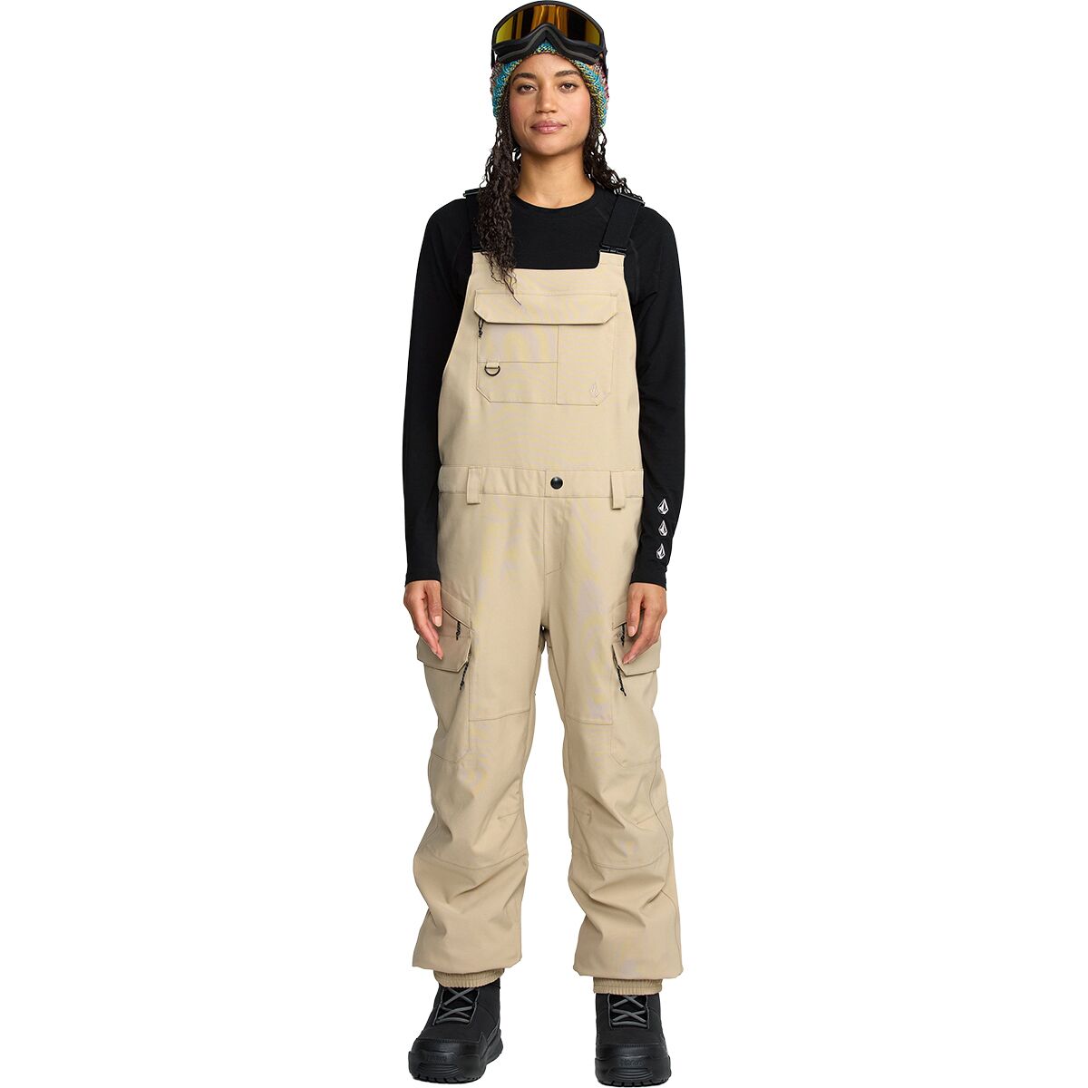 Volcom Volcom Women's Creston 3D Stretch Bib Overall in Oatmeal - Size: XS - $125.00 at Steep and Cheap