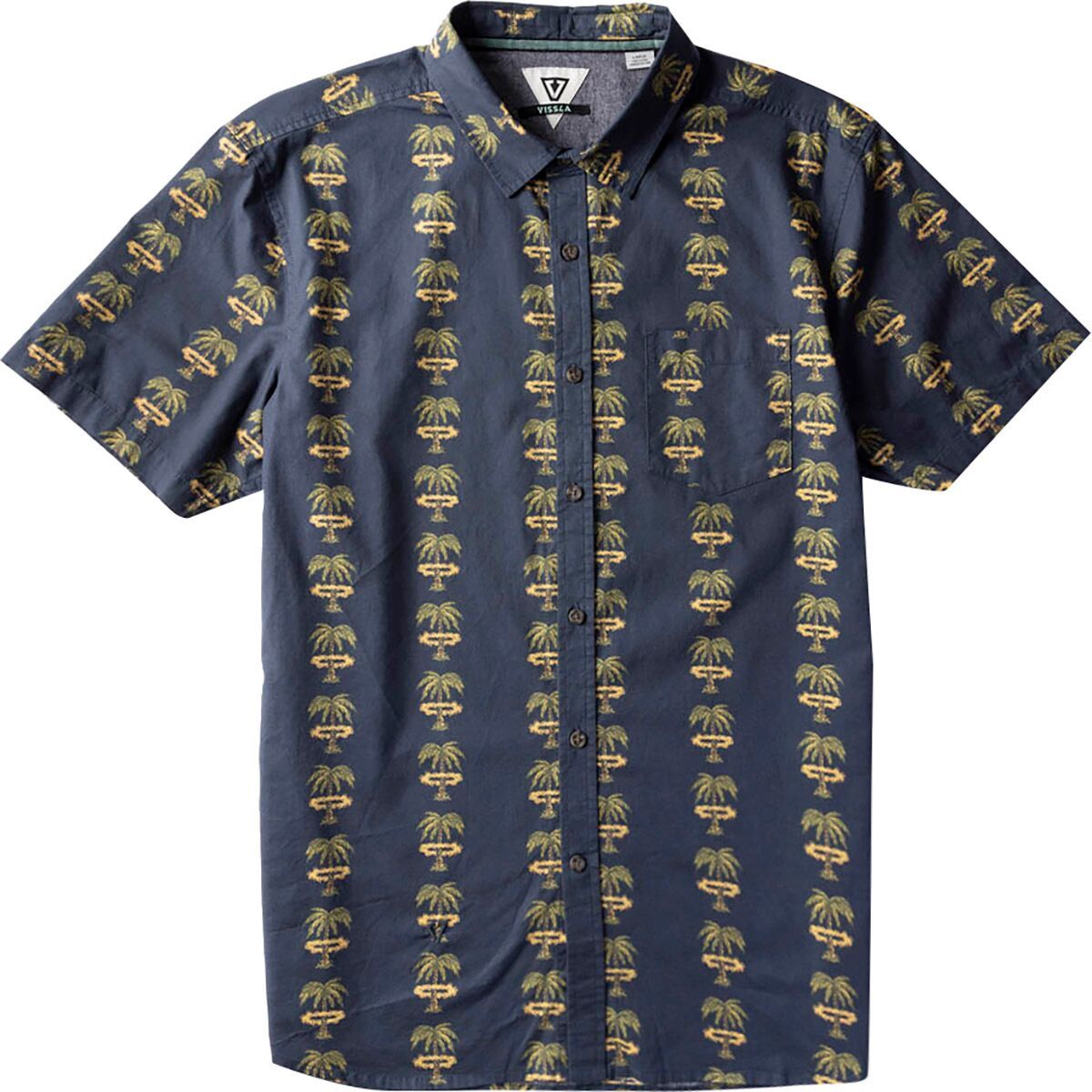 Vissla Men's Atomic Palms Eco Short-Sleeve Shirt in Midnight - Size: Small