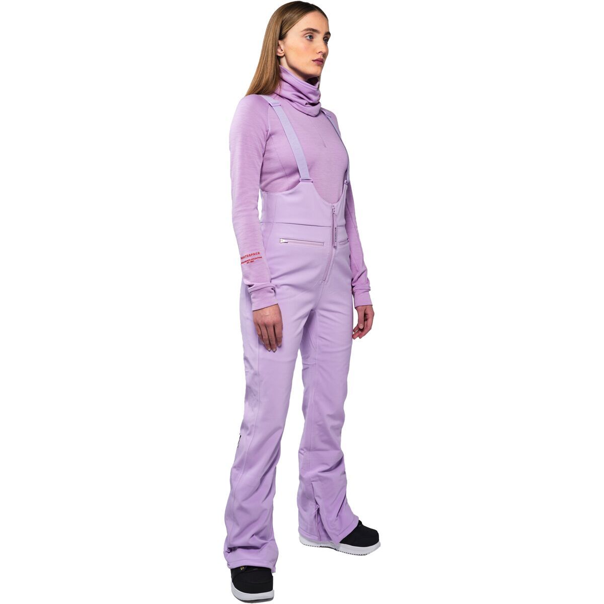 WHITESPACE Women's High Waisted Riding Bib Pant in Lilac Purple - Size: XL