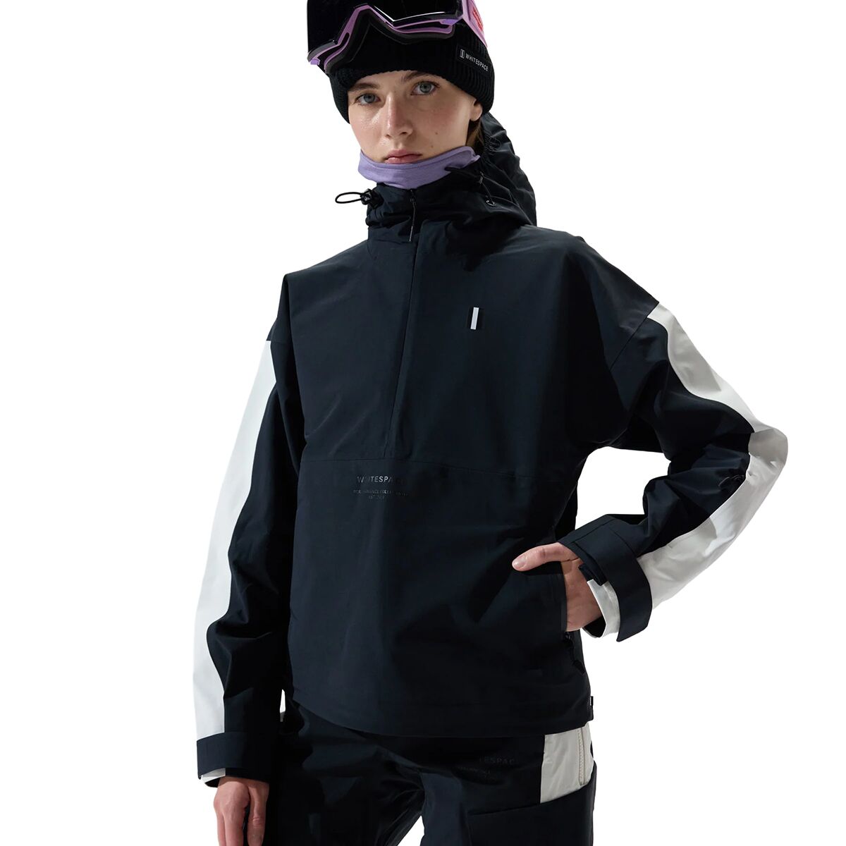 WHITESPACE WHITESPACE Women's Performance Anorak Jacket in Black / Warm White - Size: Small - $239.40 at Steep and Cheap
