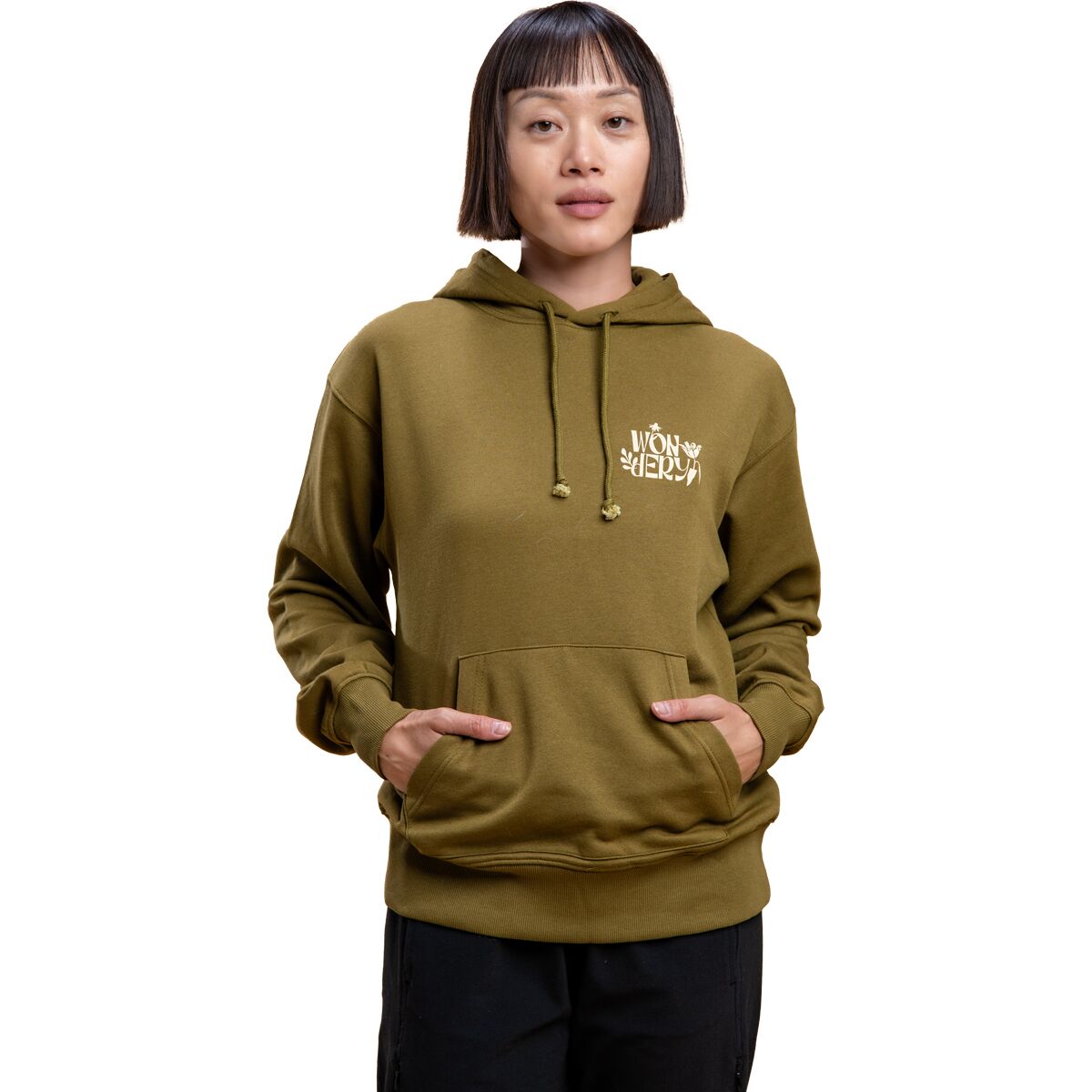 Wondery Wondery Women's Geometric Florals Hoodie in Spikemoss - Size: XS - $44.17 at Steep and Cheap
