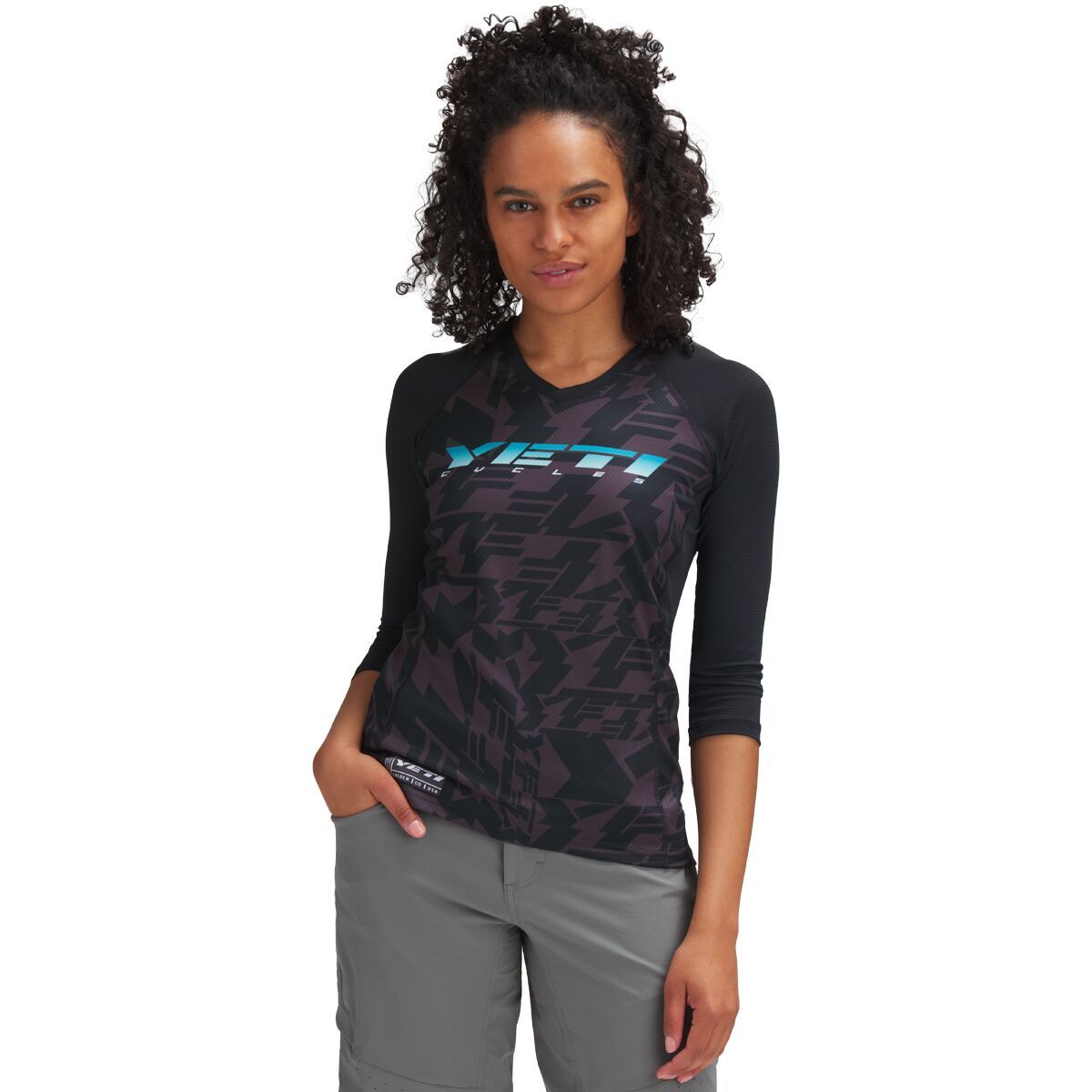 Yeti Cycles Women's Enduro 3/4-Sleeve Jersey in Black Yetris - Size: Large