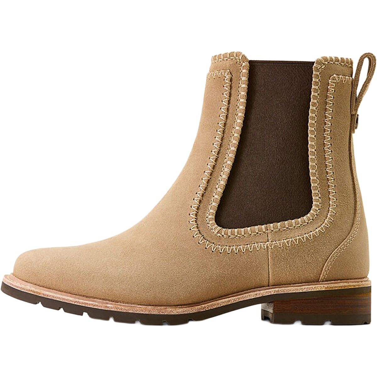 Women's Wexford Whipstitch Chelsea Boots in Camel Suede Leather, Size: 6.5 B / Medium by Ariat