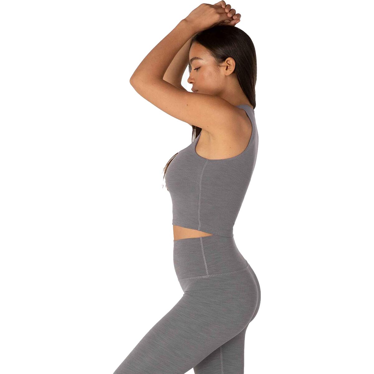 Heather Rib Square Neck Cropped Tank