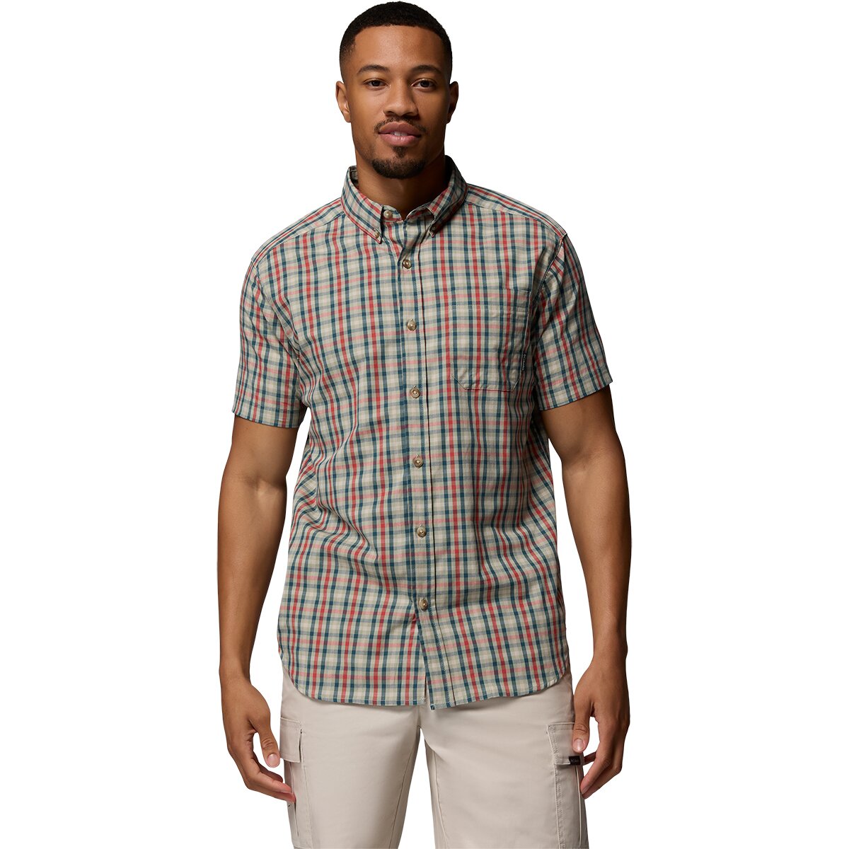 Columbia Men's Rapid Rivers II Shirt - Short-Sleeve in Washed Red / Rapid Rivers Gingham - Size: Medium