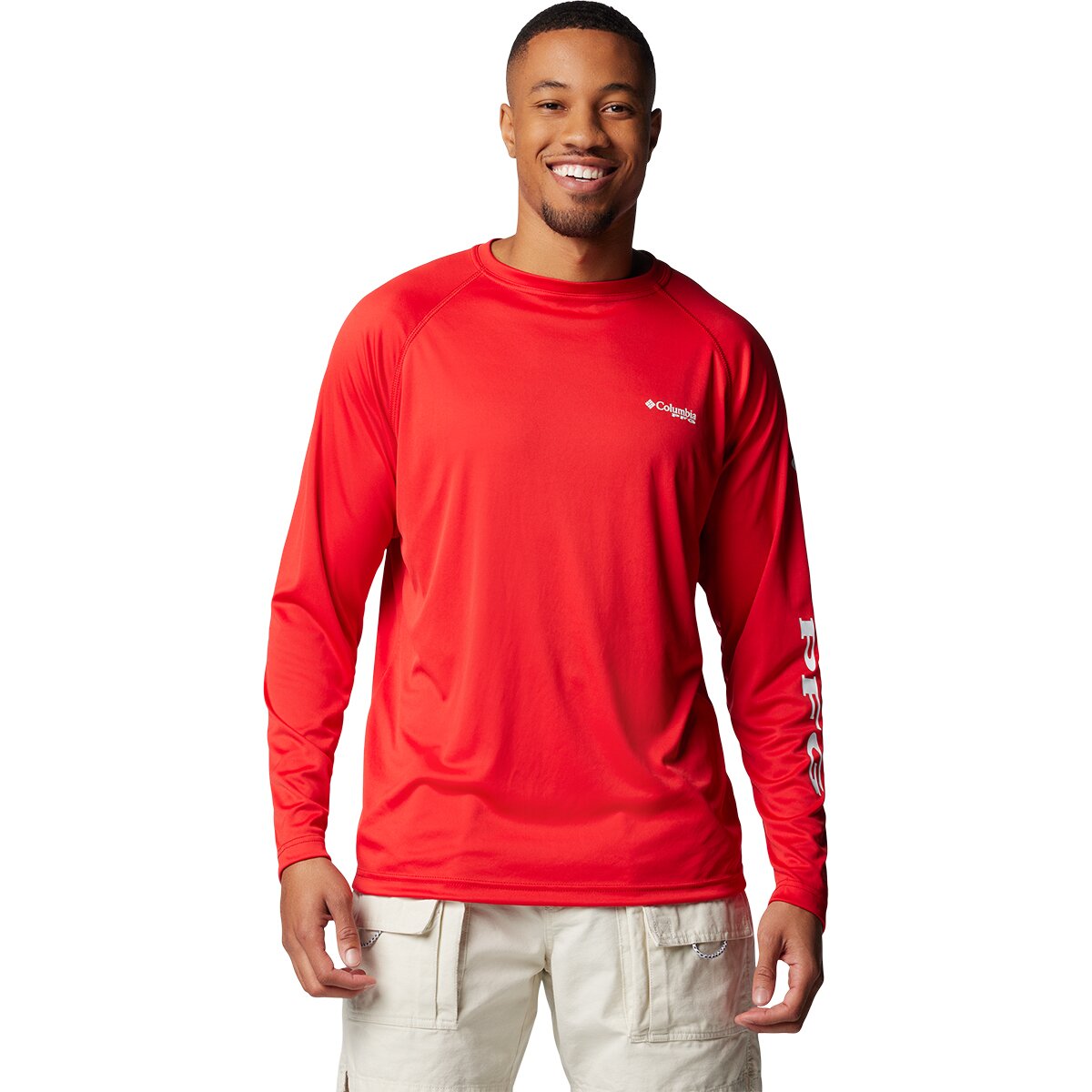 Columbia Men's Terminal Tackle Shirt in Red Spark / White Logo - Size: XS