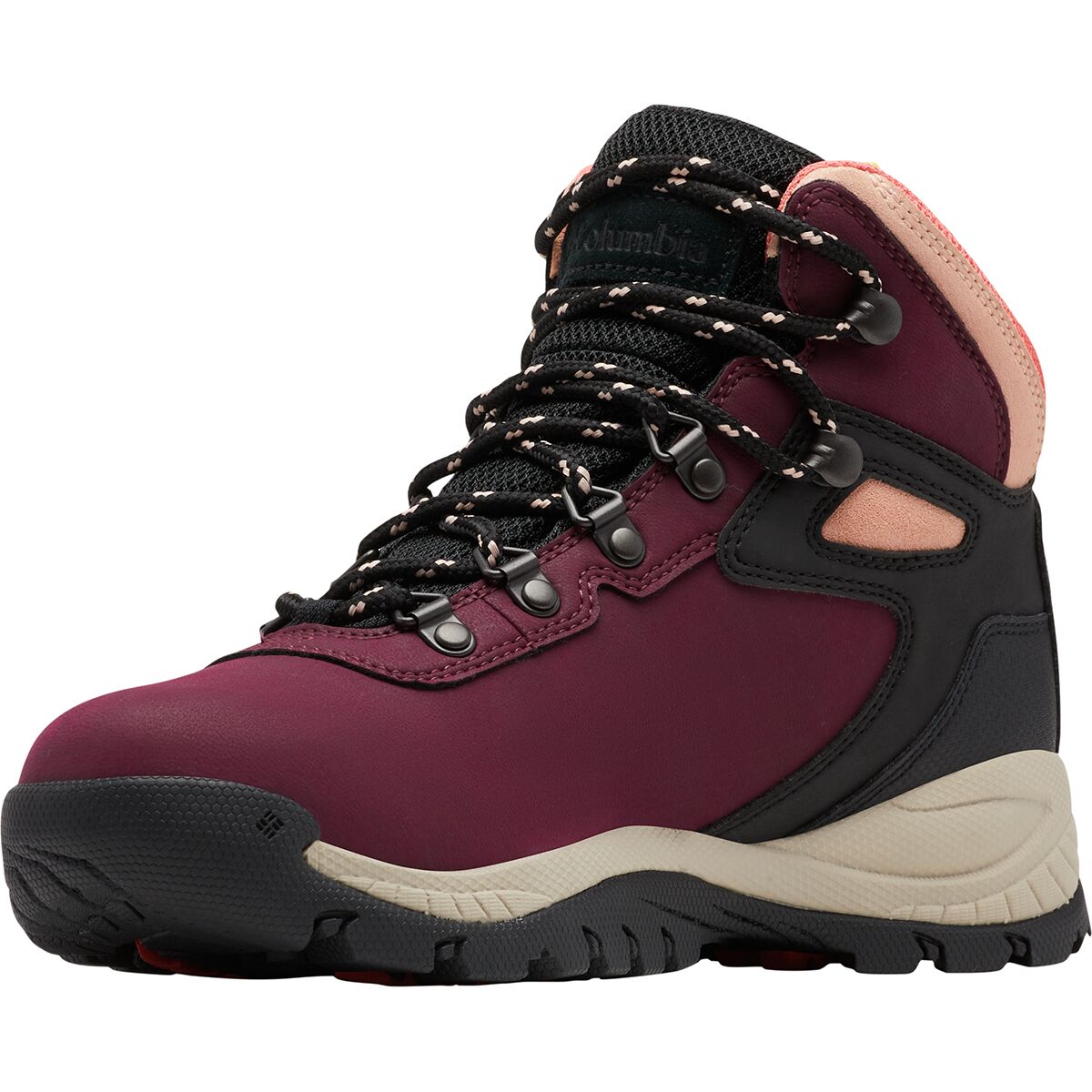 Columbia Newton Ridge Plus Mid Rise - Scarponi Da Trekking Donna, Pelle Scamosciata, Colore Pietra Scura/Cosmo, Taglia 9 Wide