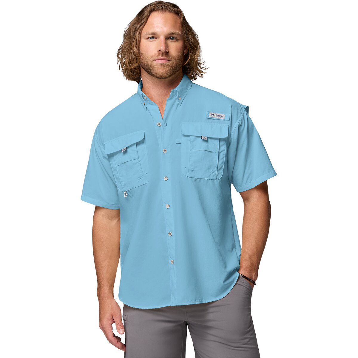 Columbia Men's Bahama II Short-Sleeve Shirt in Vintage Blue - Size: Medium