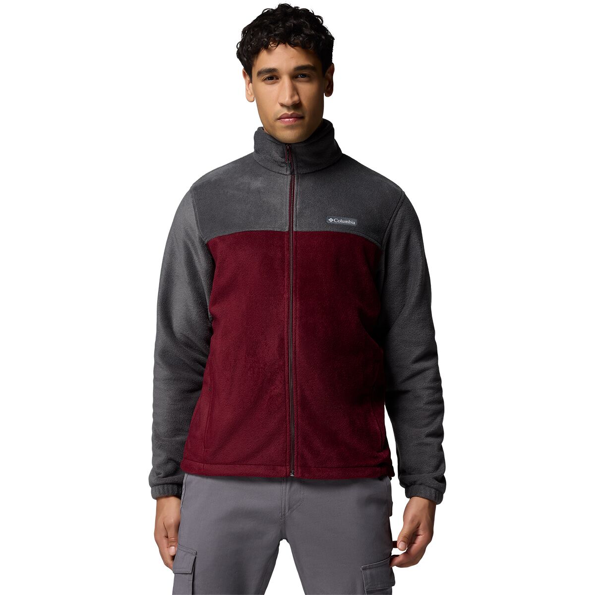 Columbia Men's Steens Mountain Full-Zip 2.0 Fleece Jacket in Shark / Rich Wine - Size: Small