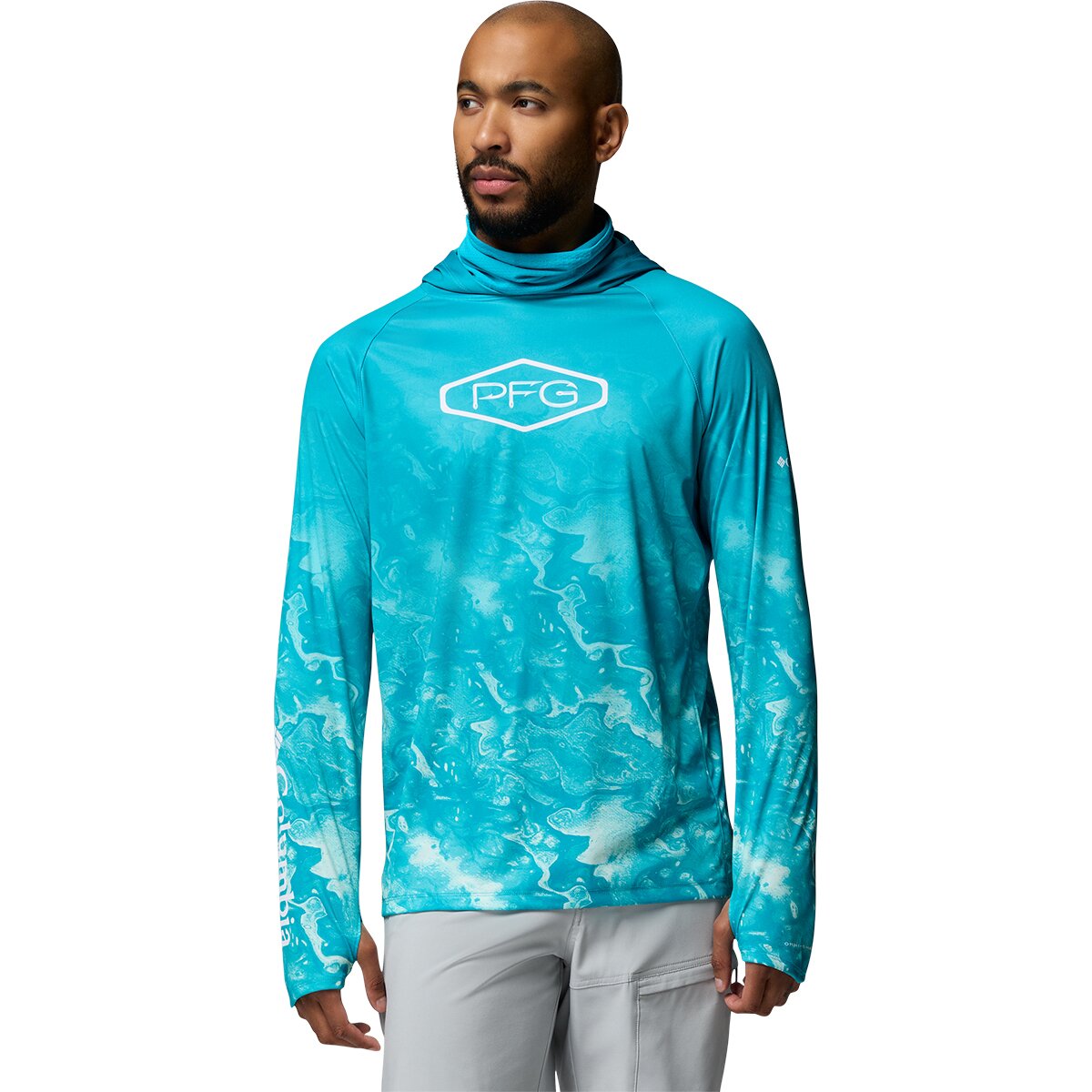 Columbia Men's Super Terminal Tackle Vent Hooded Shirt, in Ocean Teal, Size Large | by West Marine