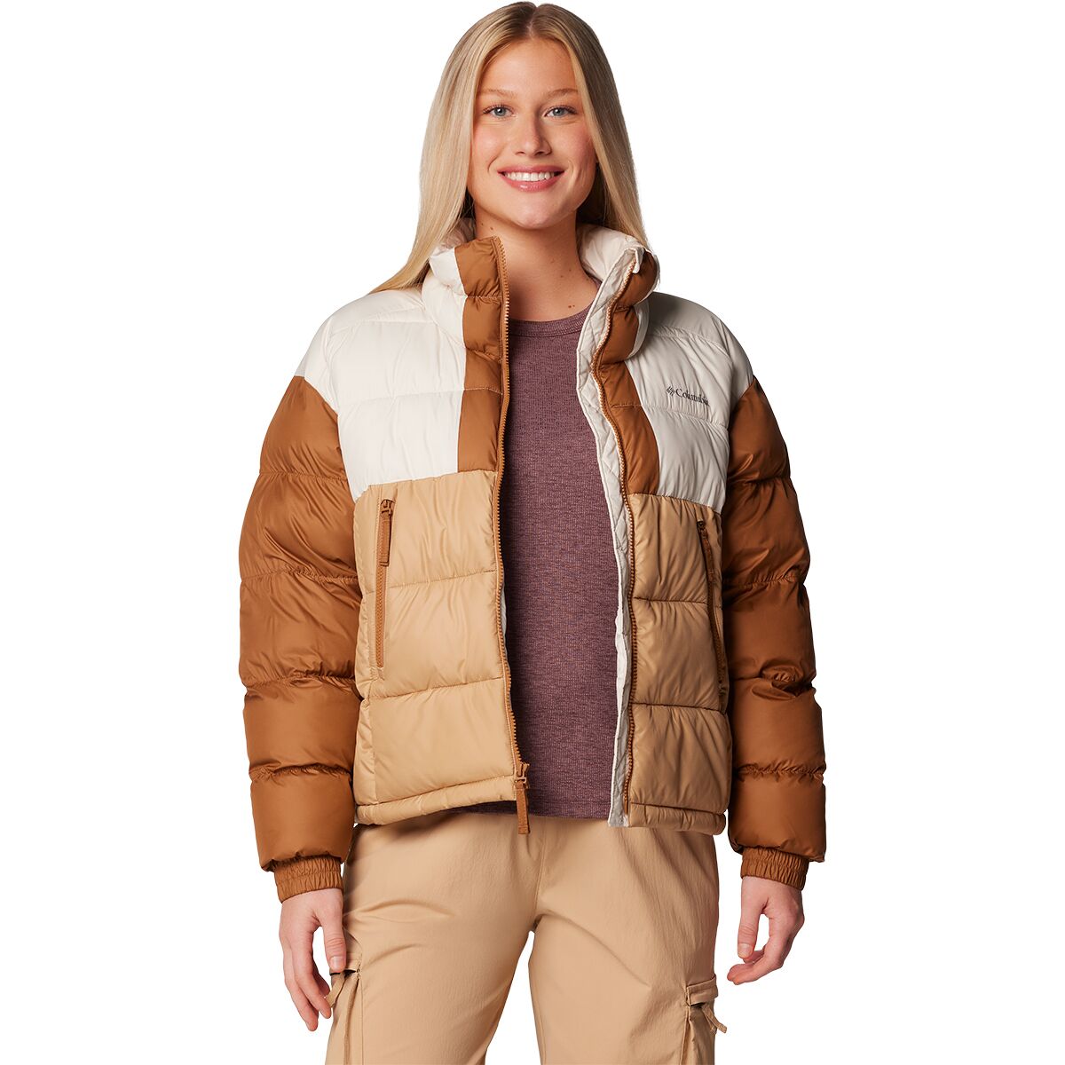 Columbia Women's Pike Lake II Cropped Jacket in Canoe / Chalk / Camel Brown - Size: XXL
