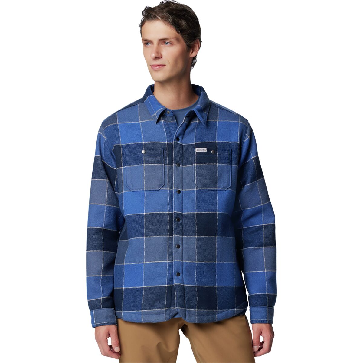 Columbia Men's Windward II Shirt Jacket in Mtn Blue Multi Windowpane Check - Size: Small