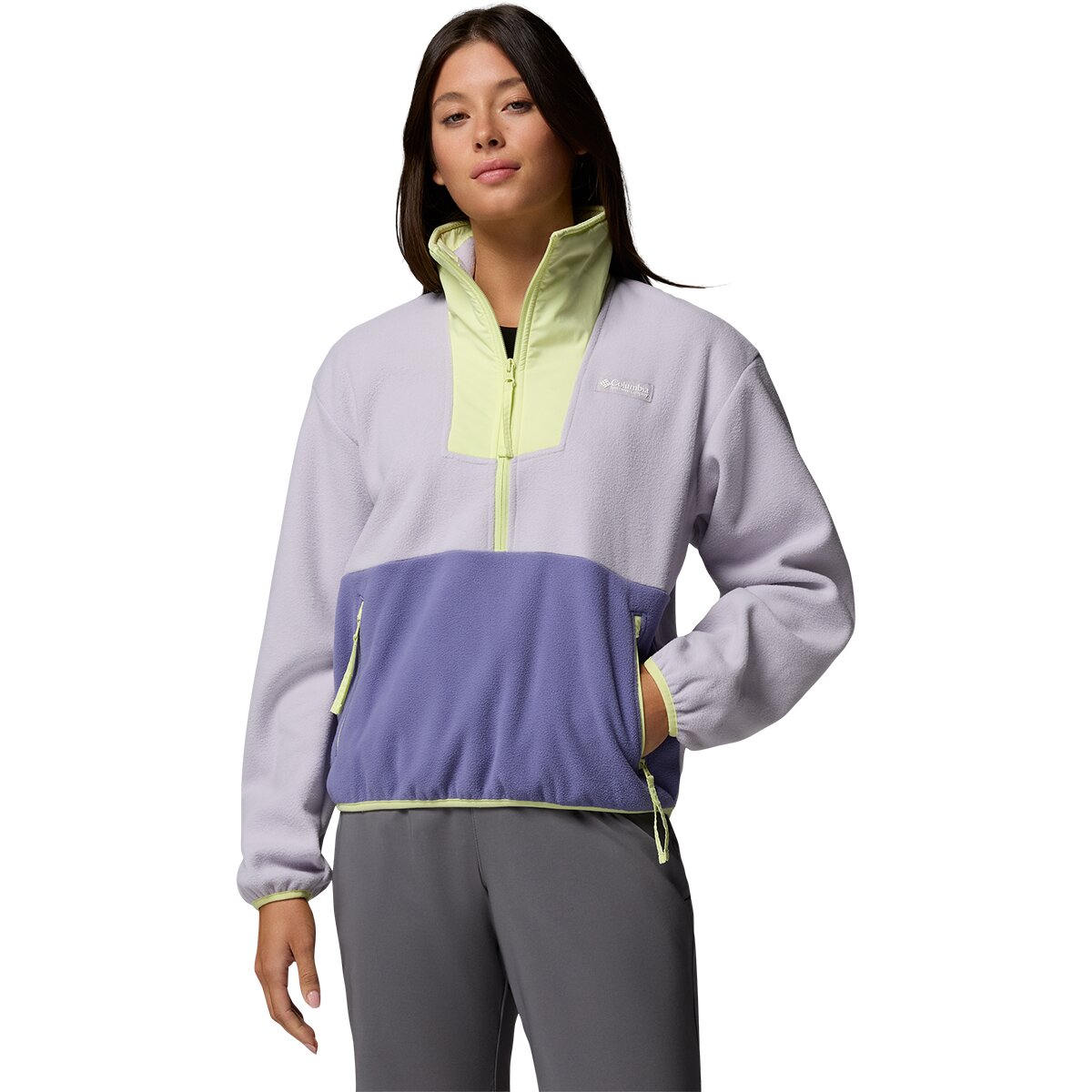 Columbia Women's Sequoia Grove 1/2-Zip Fleece Pullover in Lavender Pearl / Stormwatch / Citron Haze - Size: Medium