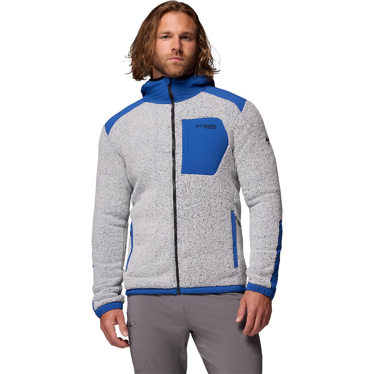 Columbia Men's Arctic Crest Sherpa Full-Zip Jacket in Mountain Blue / White - Size: XL