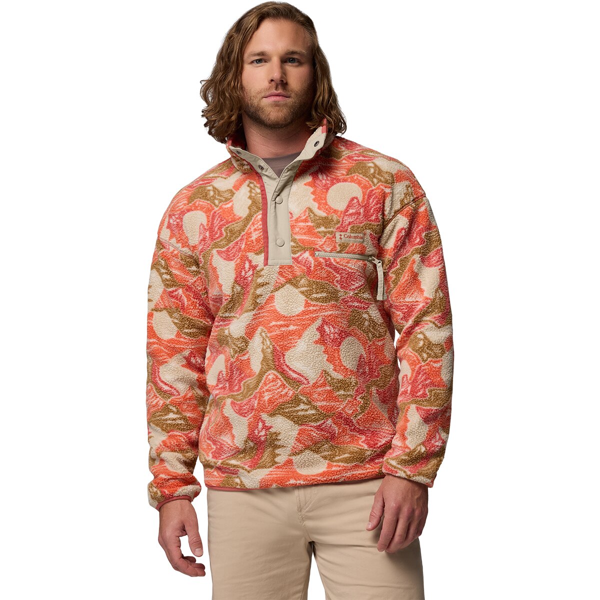 Columbia Men's Helvetia II Printed 1/2-Snap Fleece in Washed Red / Sunscapes - Size: XL