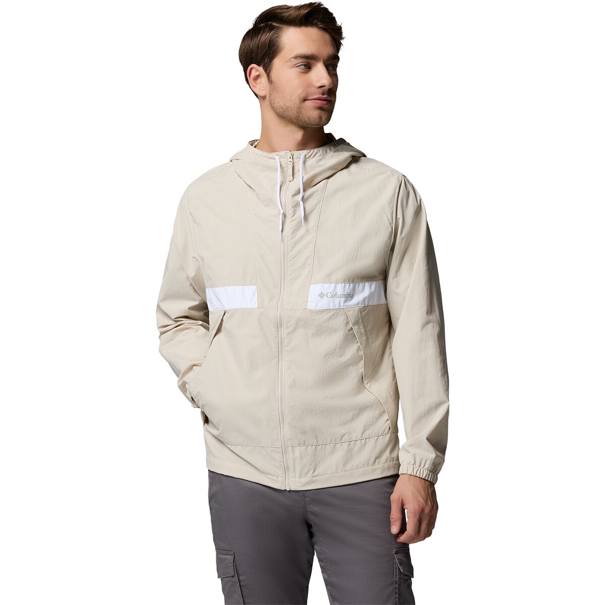 Columbia Men's Spire Valley Hooded Windbreaker in White - Size: XXL