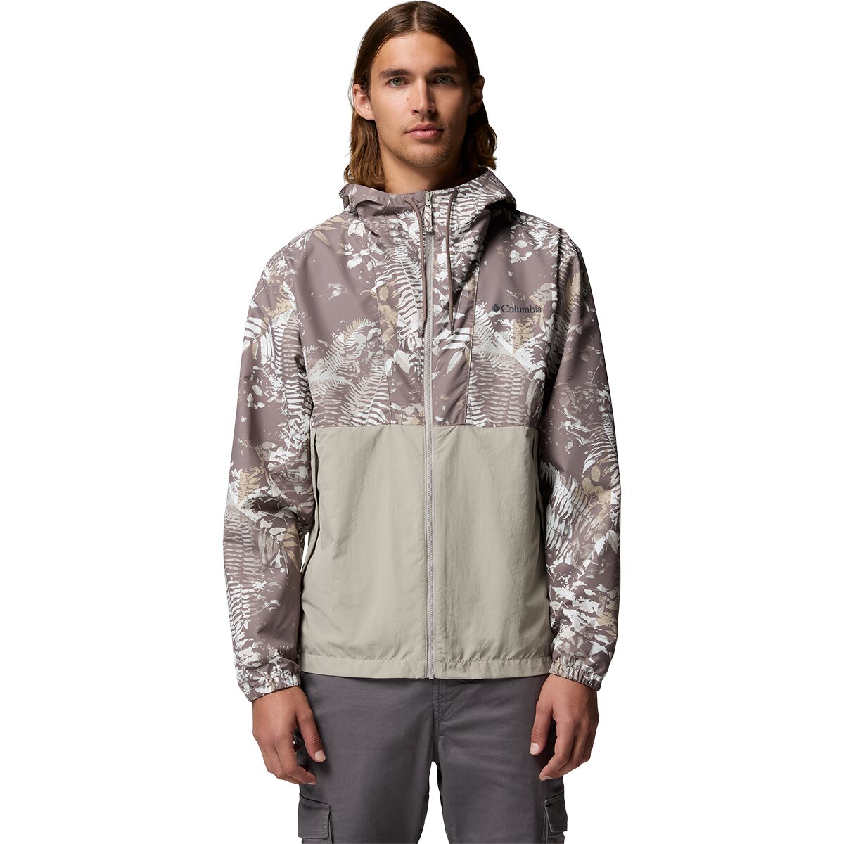 Columbia Men's Spire Valley Hooded Windbreaker in Iron Geofern / Flint Grey - Size: Small