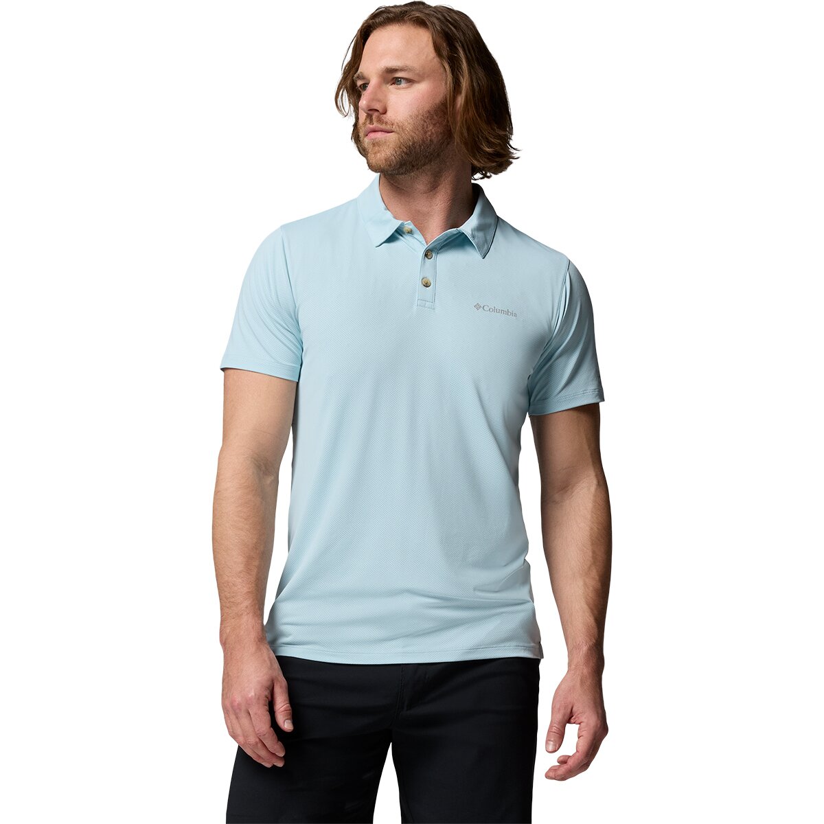 Columbia Men's Tech Trail Utility Polo in Marine Light - Size: Medium