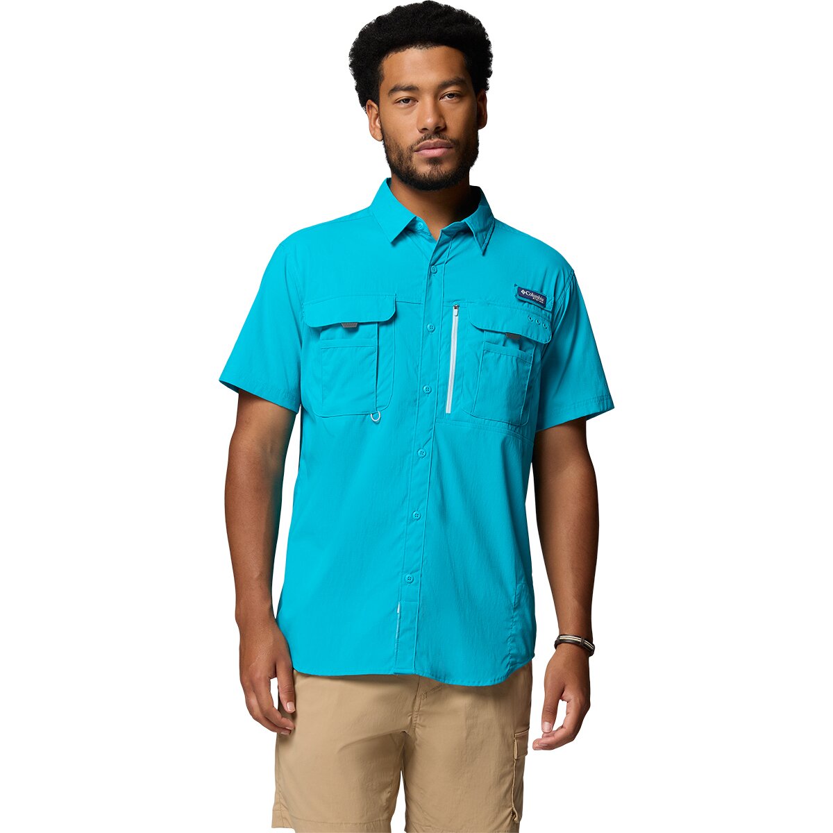 Columbia Men's Bahama Elite Short-Sleeve Shirt in Ocean Teal - Size: Small
