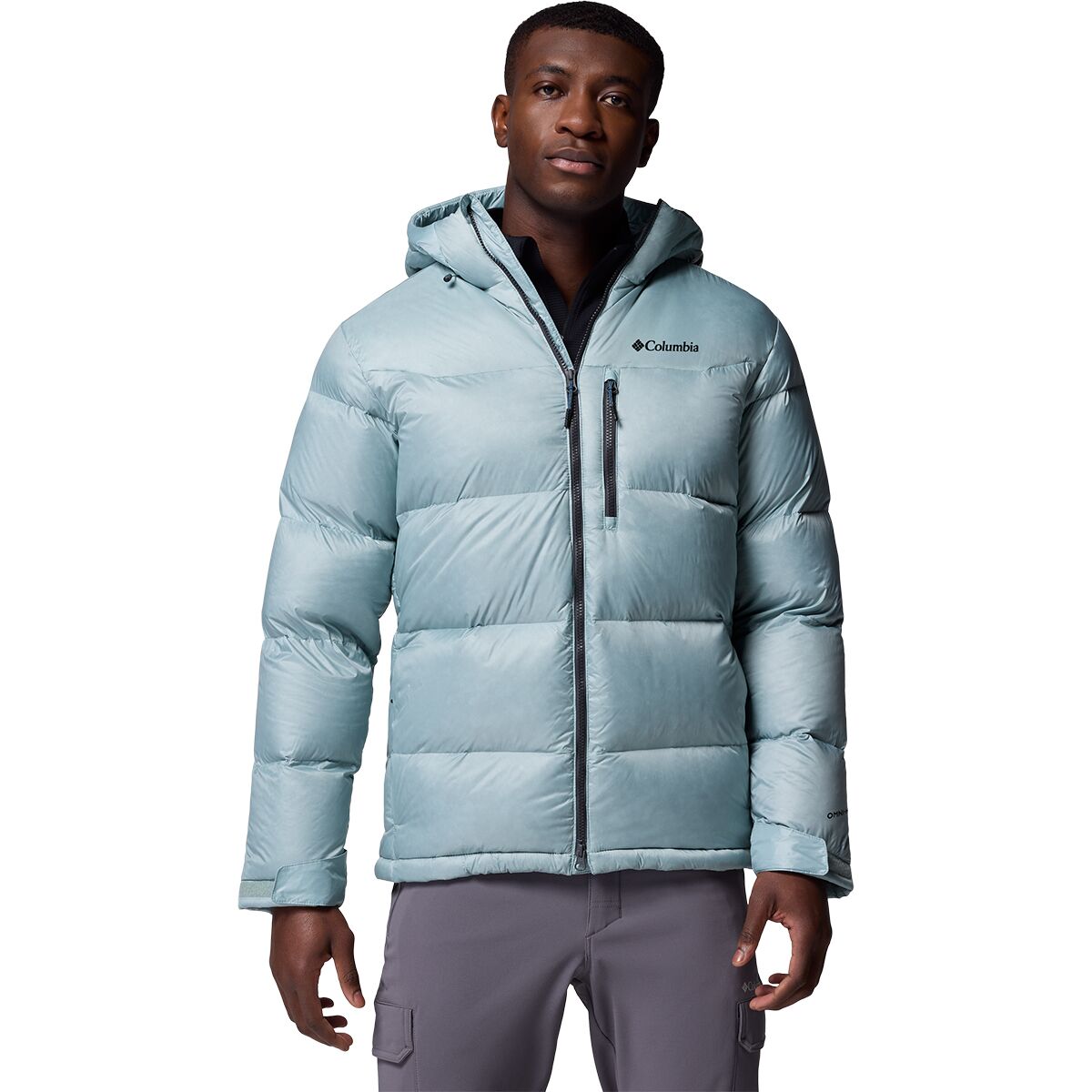 Columbia Men's Cloudview Down Hooded Jacket in Crushed Blue - Size: Large