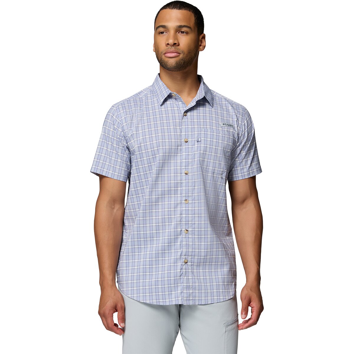 Columbia Men's Harbor Peak Short-Sleeve Shirt in Twilight Offshore Tartan - Size: Small