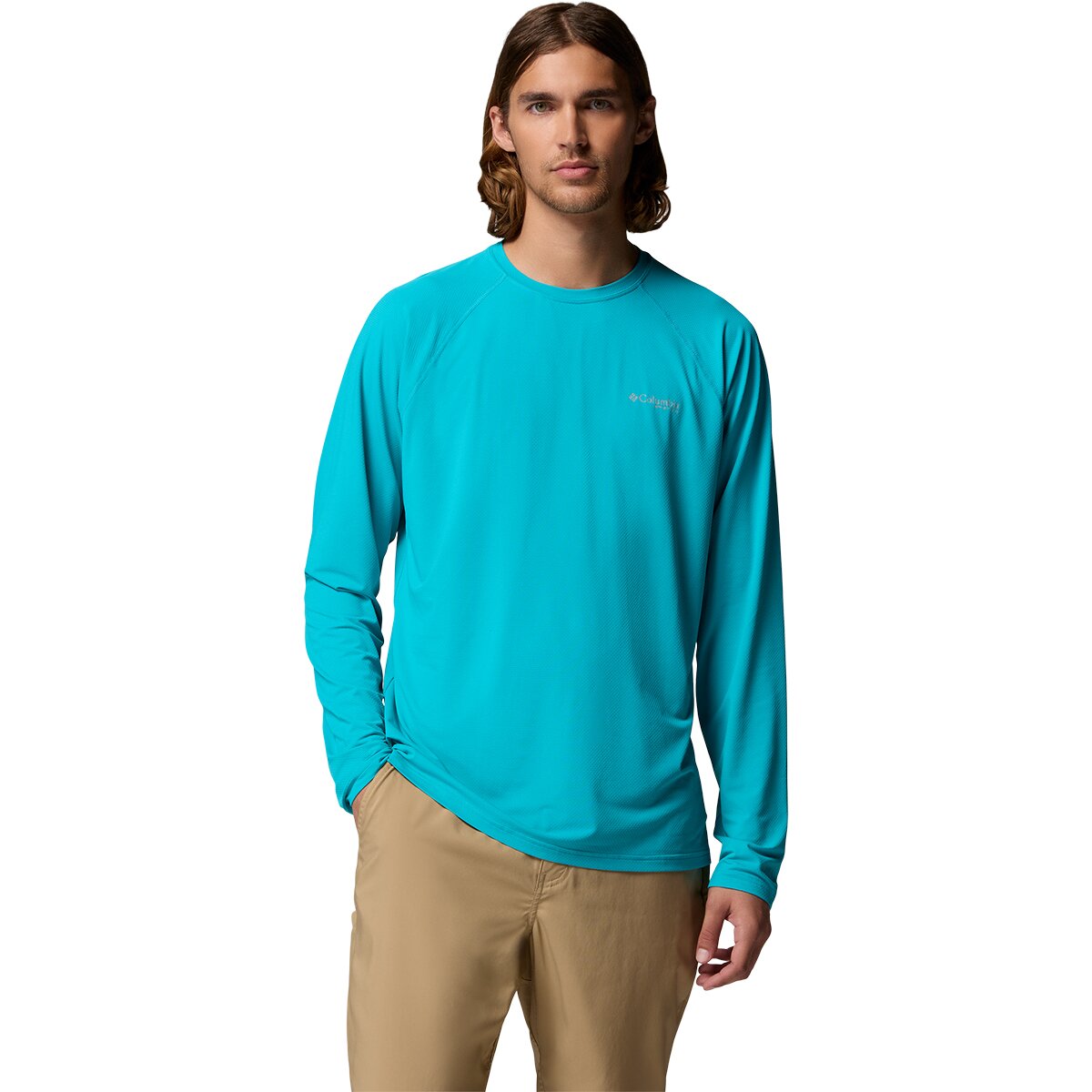 Columbia Men's PFG Solar Stream II Long-Sleeve Shirt in Ocean Teal - Size: XS