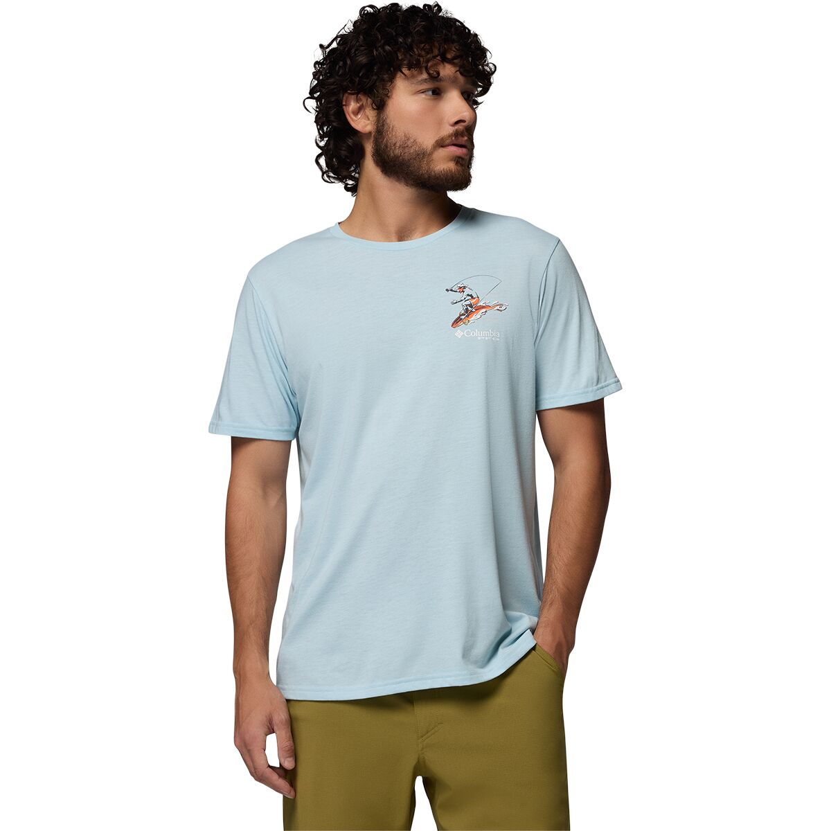 Columbia Men's PFG Uncharted Graphic Short-Sleeve Shirt in Marine Light - Size: XL