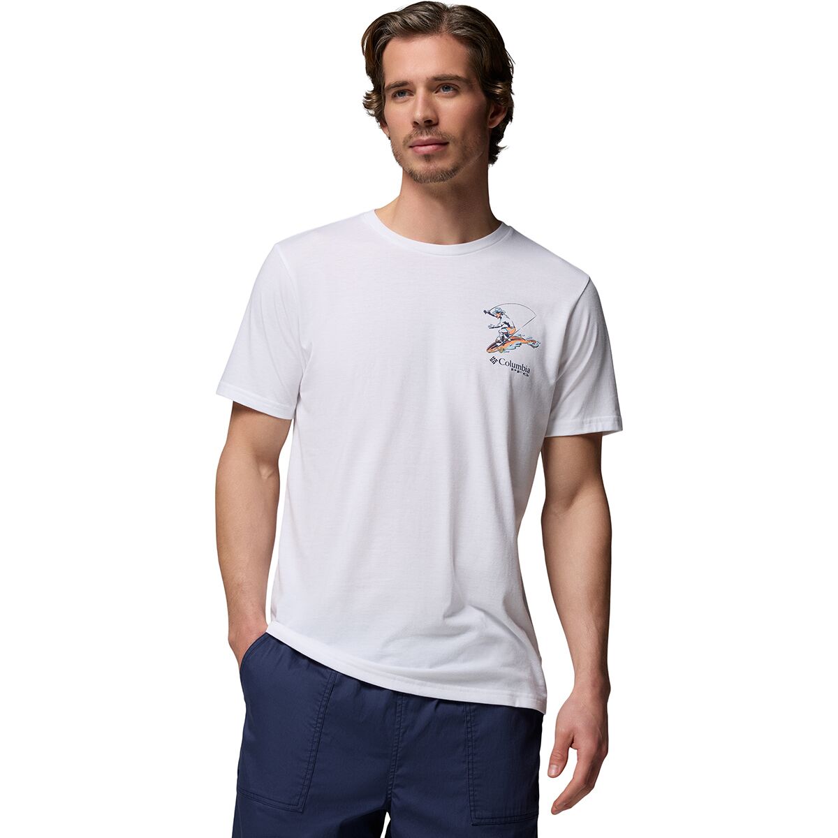 Columbia Men's PFG Uncharted Graphic Short-Sleeve Shirt in White - Size: Large