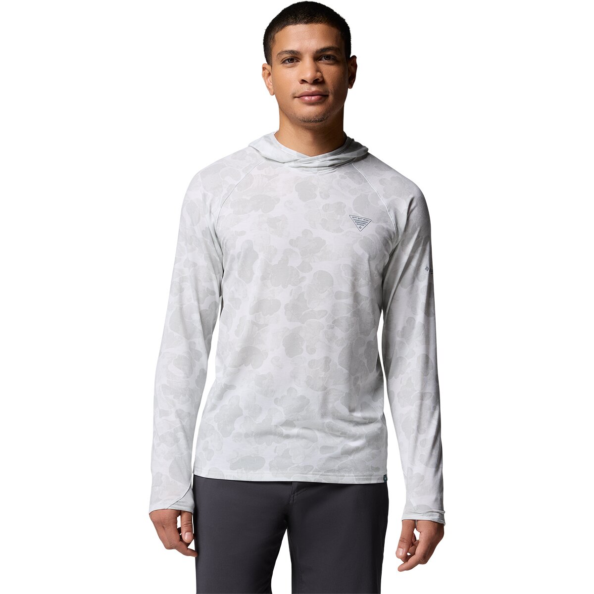 Columbia Men's PFG Uncharted II Printed Hooded Shirt, in Cool Gray, Size 2XL | by West Marine