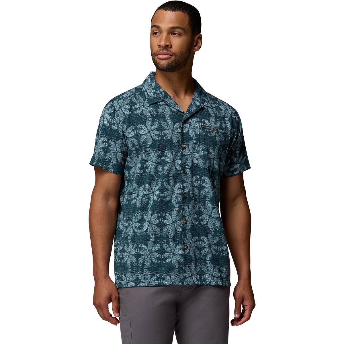 Columbia Men's Utilizer Print Camp Shirt in Everblue / Floreidoscope - Size: XXL