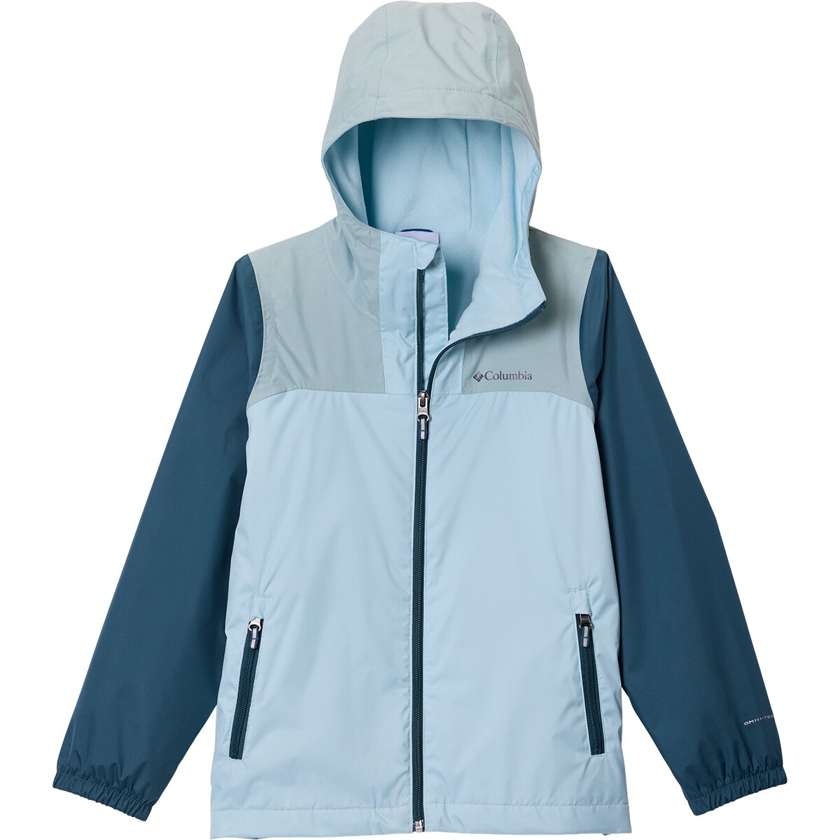 Columbia Boy's Rainy Trails III Fleece Lined Jacket in Marine Light / Crushed Blue / Everblue - Size: XL