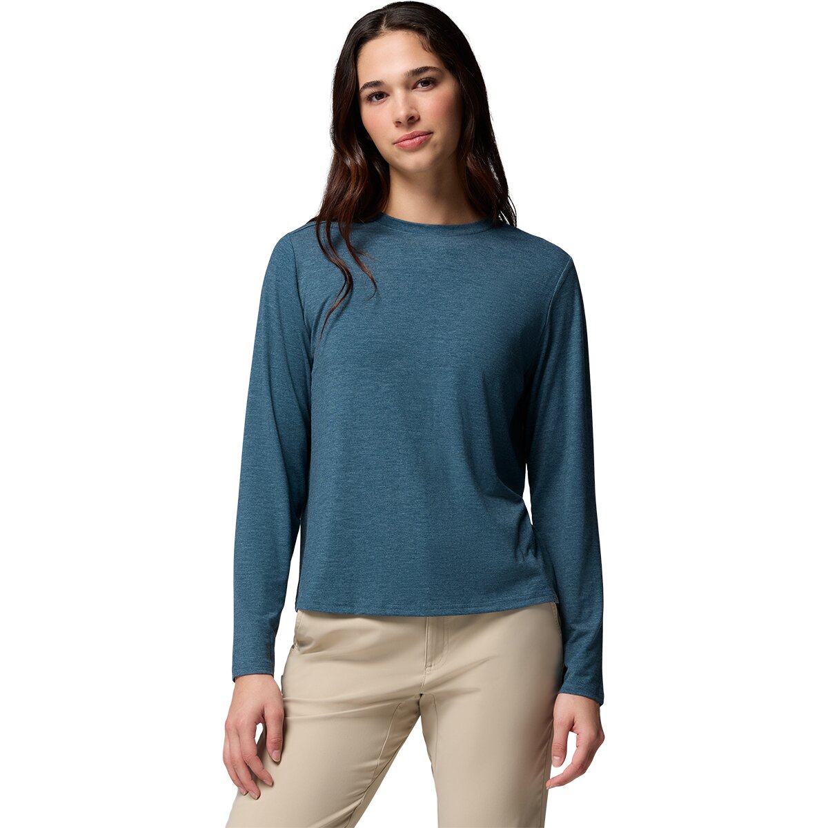 Columbia Women's CSC Soft Stretch Long-Sleeve T-Shirt in Everblue Heather - Size: Large