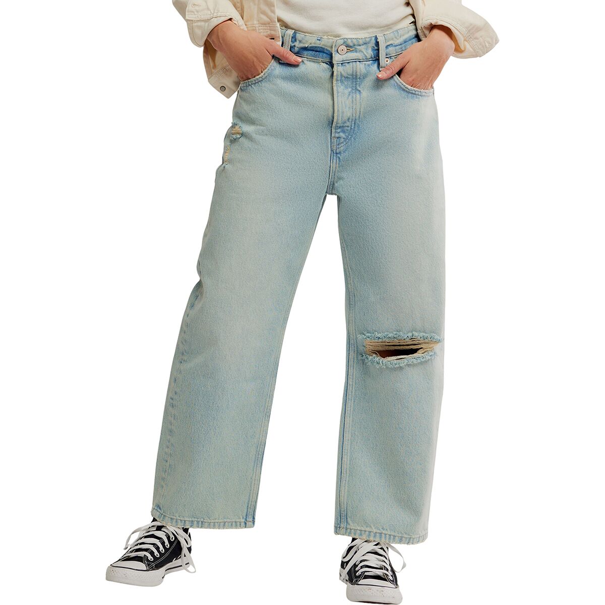 Free People Women's Deep Trance Dropped BF Jean in Bleach Out - Size: 30