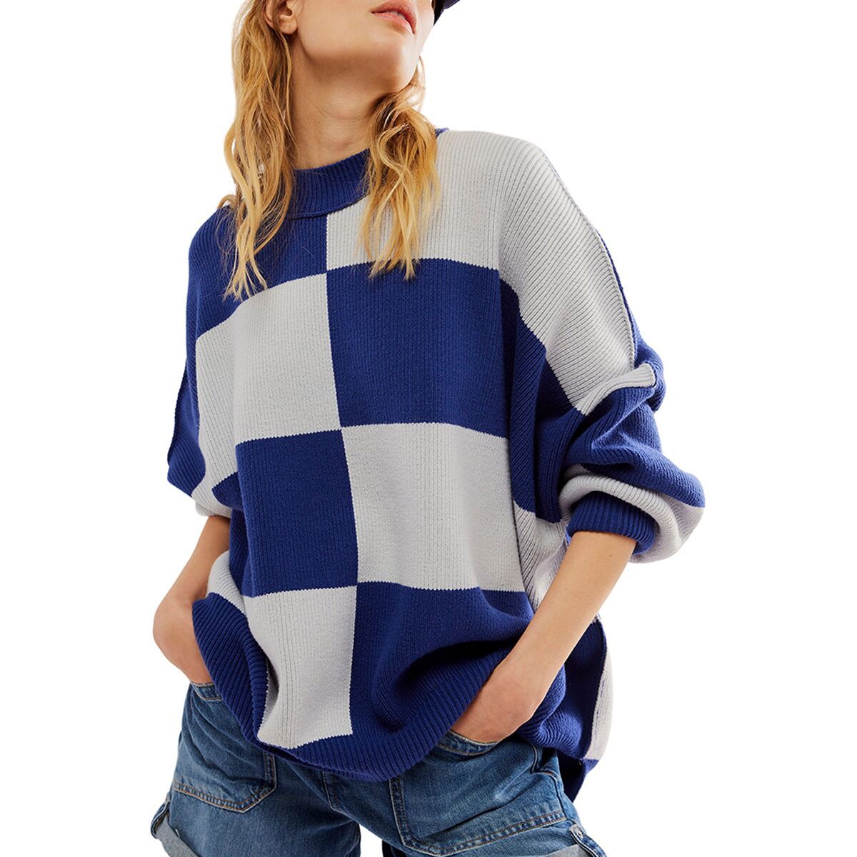 フリーピープル Free People Checker Easy Street Tunic レディース Sweaters Blueprint Comb Easy Street Checkered Tunic | Free People