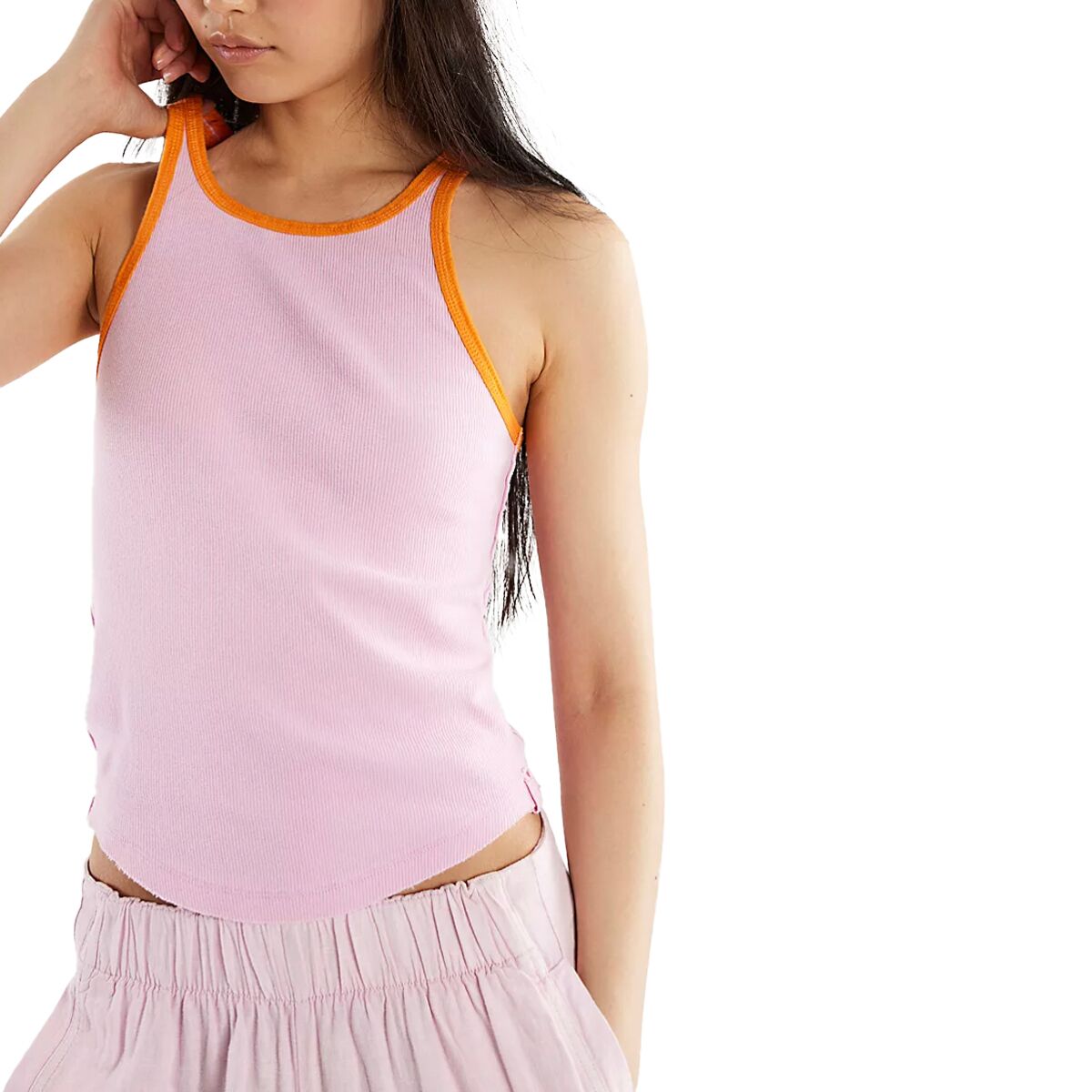 Free People Women's Only One Ringer Solids Tank Top in Sweet Lilac Carrot C - Size: XS