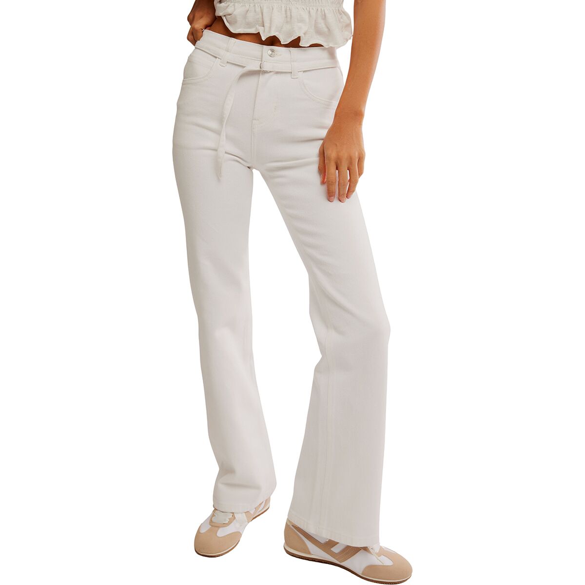 Free People Women's Sabine Slim A Line Jean in Optic White - Size: 31