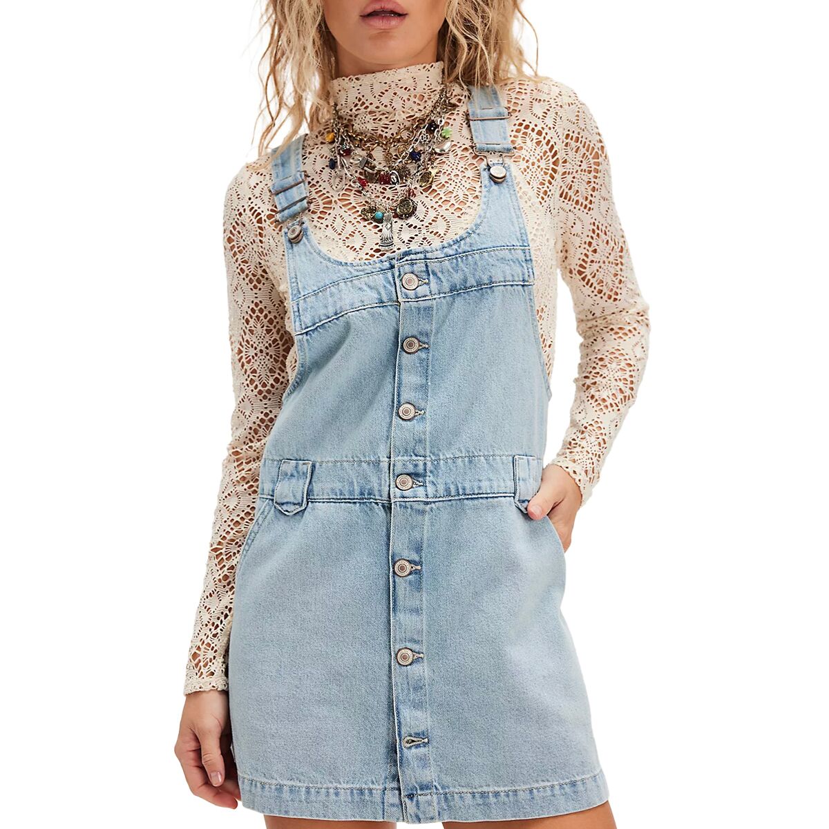 Free People Women's Edie Denim Skirtall in Apple Blues - Size: Medium