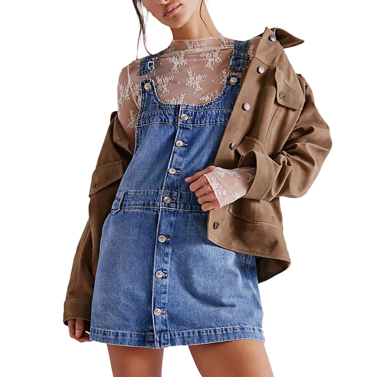 Free People Women's Edie Denim Skirtall in Nimbus - Size: Small